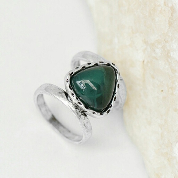 ππHPπLAST ONE! Stone midi ring silver /emerald - Picture 5 of 8